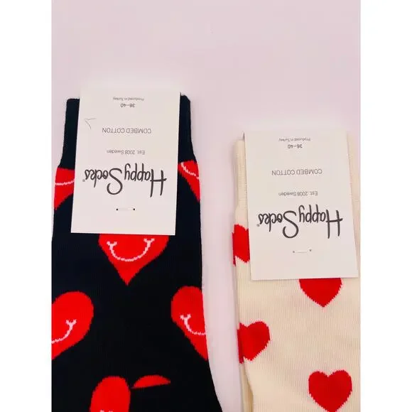 2 Pairs Happy Socks Size Medium Unisex NWT - Picture 3 of 4